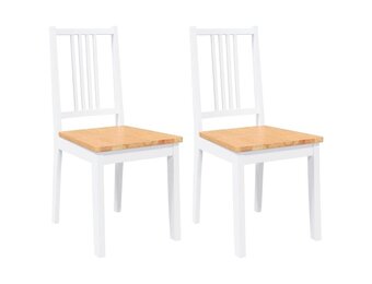 vidaXL Eetkamerstoelen 2 st massief hout rubber wit