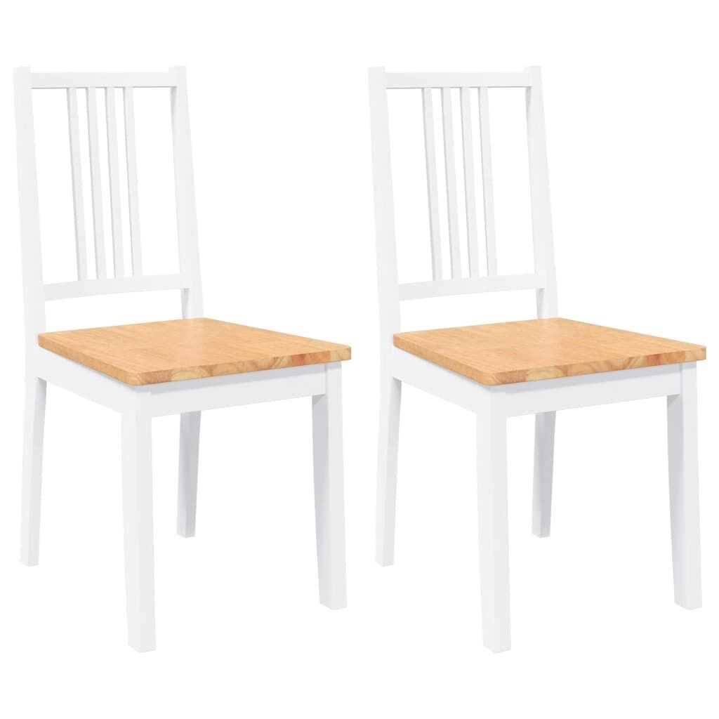 vidaXL Eetkamerstoelen 2 st massief hout rubber wit