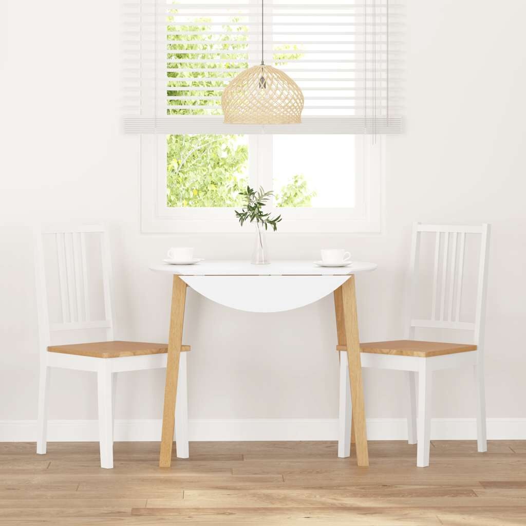 vidaXL Eetkamerstoelen 2 st massief hout rubber wit