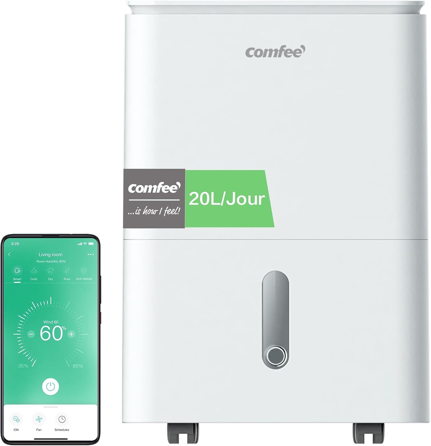 COMFEE Easy Dry Luchtontvochtiger 20L per dag - Wit - 40 m²