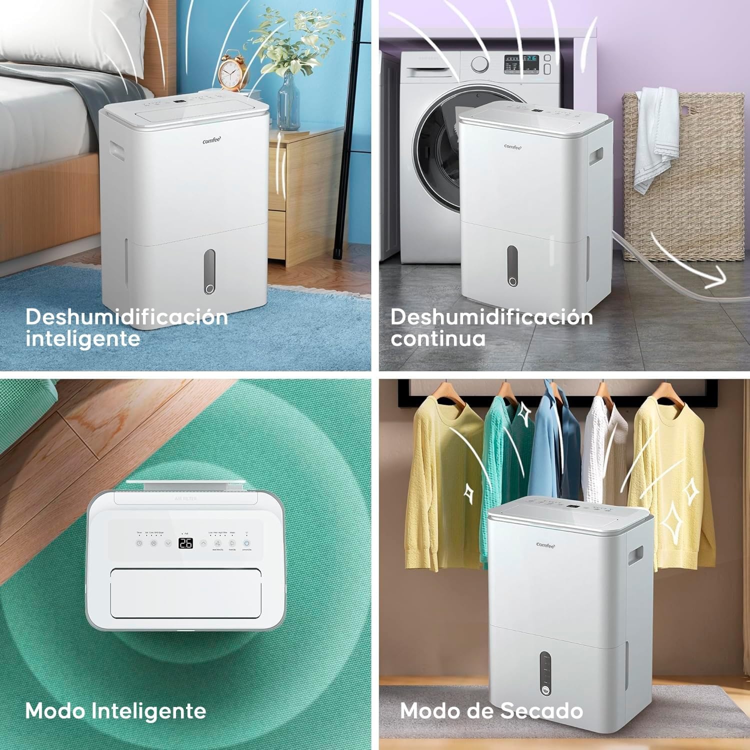 COMFEE Easy Dry Luchtontvochtiger 20L per dag - Wit - 40 m²