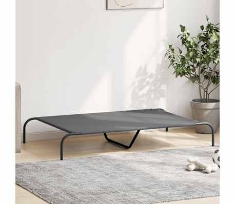 vidaXL Hondenmand verhoogd 130x80x20 cm Oxford stof en staal grijs