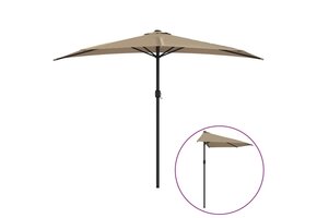 Halve Balkonparasol Taupe - 300x155 cm - Aluminium Paal - 40% Korting