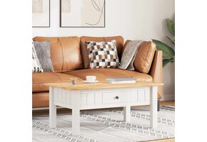 Salontafel Grenenhout Wit met Lade - 100x60x45 cm (58% Korting!)