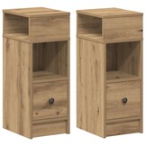 vidaXL Nachtkastjes 2 st met lade 25x31x66 cm artisanaal eikenkleurig