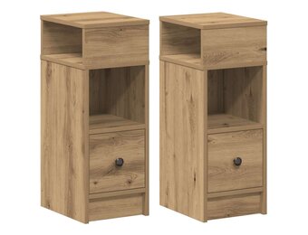 vidaXL Nachtkastjes 2 st met lade 25x31x66 cm artisanaal eikenkleurig