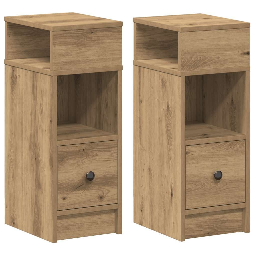 vidaXL Nachtkastjes 2 st met lade 25x31x66 cm artisanaal eikenkleurig