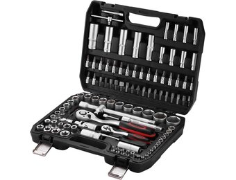 TEENO 108 Stuk 1/4 "& 1/2" Drive Socket Set met Bits Set, 72 Quick Release Ratelsleutel, Chroom Vanadium, Satijn Matte, CR-V Mechanic Tool Set voor Auto FietsReparatie & DlY