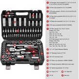 TEENO 108 Stuk 1/4 "& 1/2" Drive Socket Set met Bits Set, 72 Quick Release Ratelsleutel, Chroom Vanadium, Satijn Matte, CR-V Mechanic Tool Set voor Auto FietsReparatie & DlY