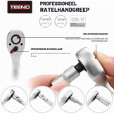 TEENO 108 Stuk 1/4 "& 1/2" Drive Socket Set met Bits Set, 72 Quick Release Ratelsleutel, Chroom Vanadium, Satijn Matte, CR-V Mechanic Tool Set voor Auto FietsReparatie & DlY