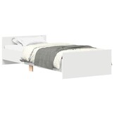 vidaXL Bedframe bewerkt hout wit 75x190 cm