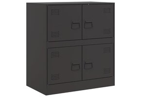 vidaXL Dressoir Staal Zwart - 67x39x73 cm - 59% Korting