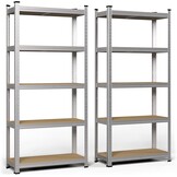VOUNOT Set van 2 metalen rekken voor garage, 70 x 30 x 150 cm, zware rekken met 5 planken, capaciteit 875 kg, voor werkplaats, magazijn, kantoor