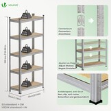 VOUNOT Set van 2 metalen rekken voor garage, 70 x 30 x 150 cm, zware rekken met 5 planken, capaciteit 875 kg, voor werkplaats, magazijn, kantoor
