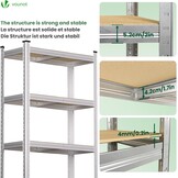 VOUNOT Set van 2 metalen rekken voor garage, 70 x 30 x 150 cm, zware rekken met 5 planken, capaciteit 875 kg, voor werkplaats, magazijn, kantoor
