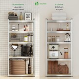 VOUNOT Set van 2 metalen rekken voor garage, 70 x 30 x 150 cm, zware rekken met 5 planken, capaciteit 875 kg, voor werkplaats, magazijn, kantoor