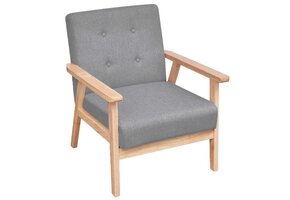 Lichtgrijze Stoffen Fauteuil - Retro Design - 29% Korting