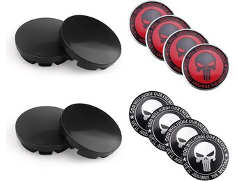 naafdoppen 56 mm, verpakking van 4 wielnaafdoppen met 8 tweekleurige stickers, wielnaafdoppen van ABS, te gebruiken voor doe-het-zelf, voor het versieren van wielnaven