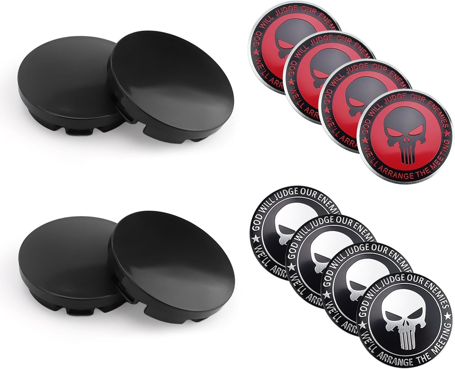 naafdoppen 56 mm, verpakking van 4 wielnaafdoppen met 8 tweekleurige stickers, wielnaafdoppen van ABS, te gebruiken voor doe-het-zelf, voor het versieren van wielnaven