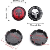 naafdoppen 56 mm, verpakking van 4 wielnaafdoppen met 8 tweekleurige stickers, wielnaafdoppen van ABS, te gebruiken voor doe-het-zelf, voor het versieren van wielnaven