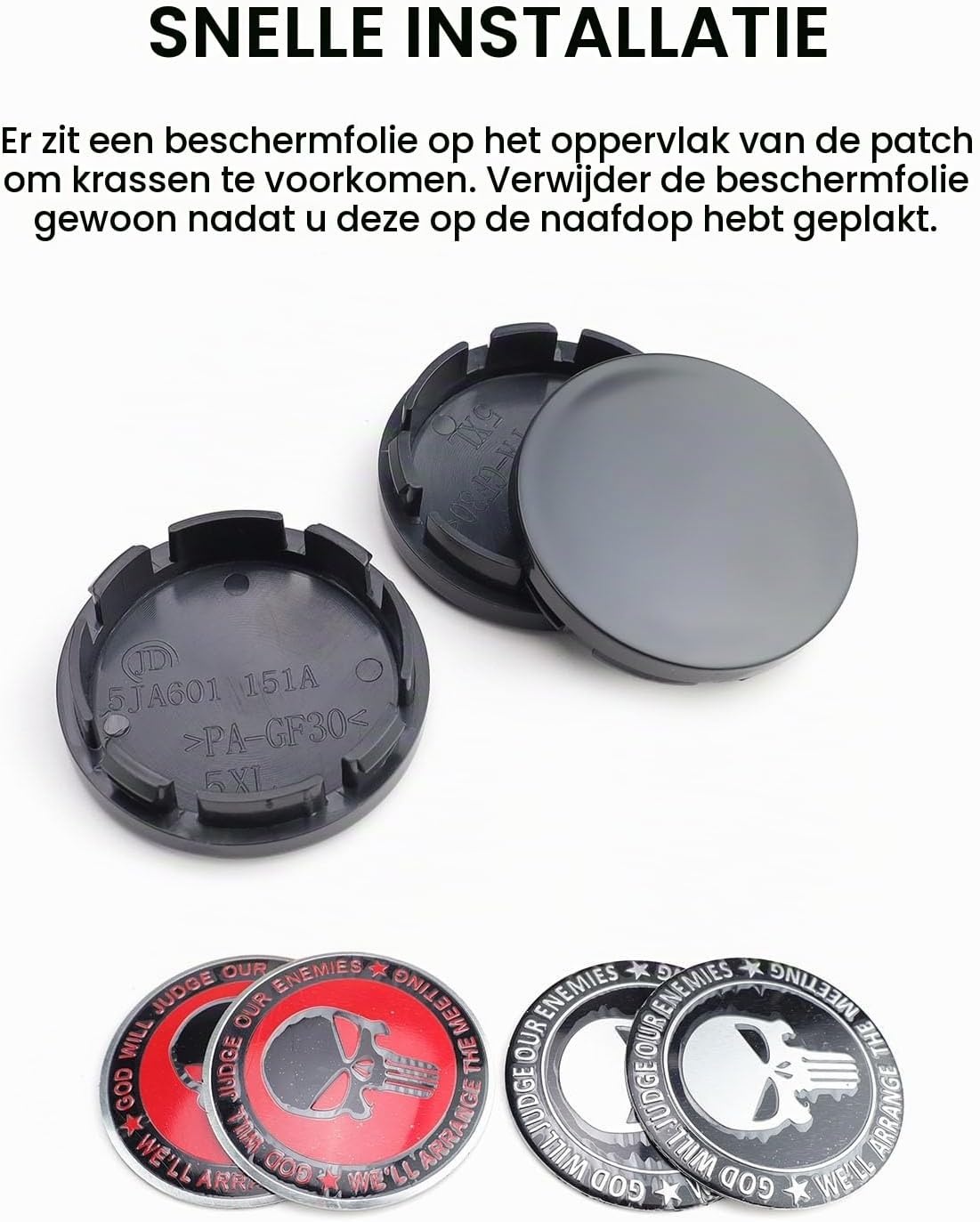 naafdoppen 56 mm, verpakking van 4 wielnaafdoppen met 8 tweekleurige stickers, wielnaafdoppen van ABS, te gebruiken voor doe-het-zelf, voor het versieren van wielnaven