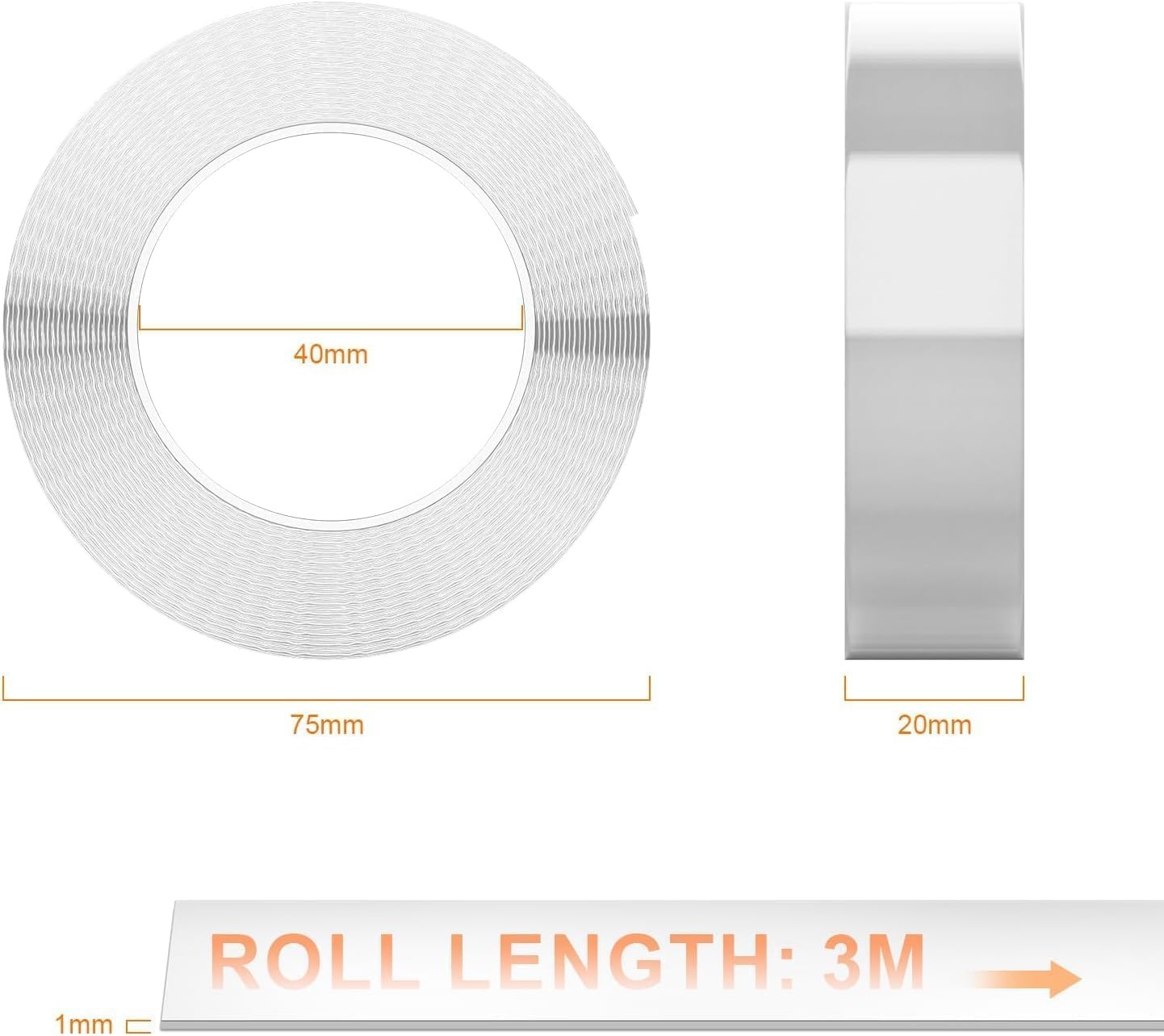 GRIFEMA GA4001-2 Nano Dubbelzijdige Tape 2 stuks, Verwijderbare Herbruikbare Niet-Markerende Dubbelzijdige Tape, Geschikt voor Het Bevestigen van Posters, Tapijten, Foto's, Haken, Wanddecoratie