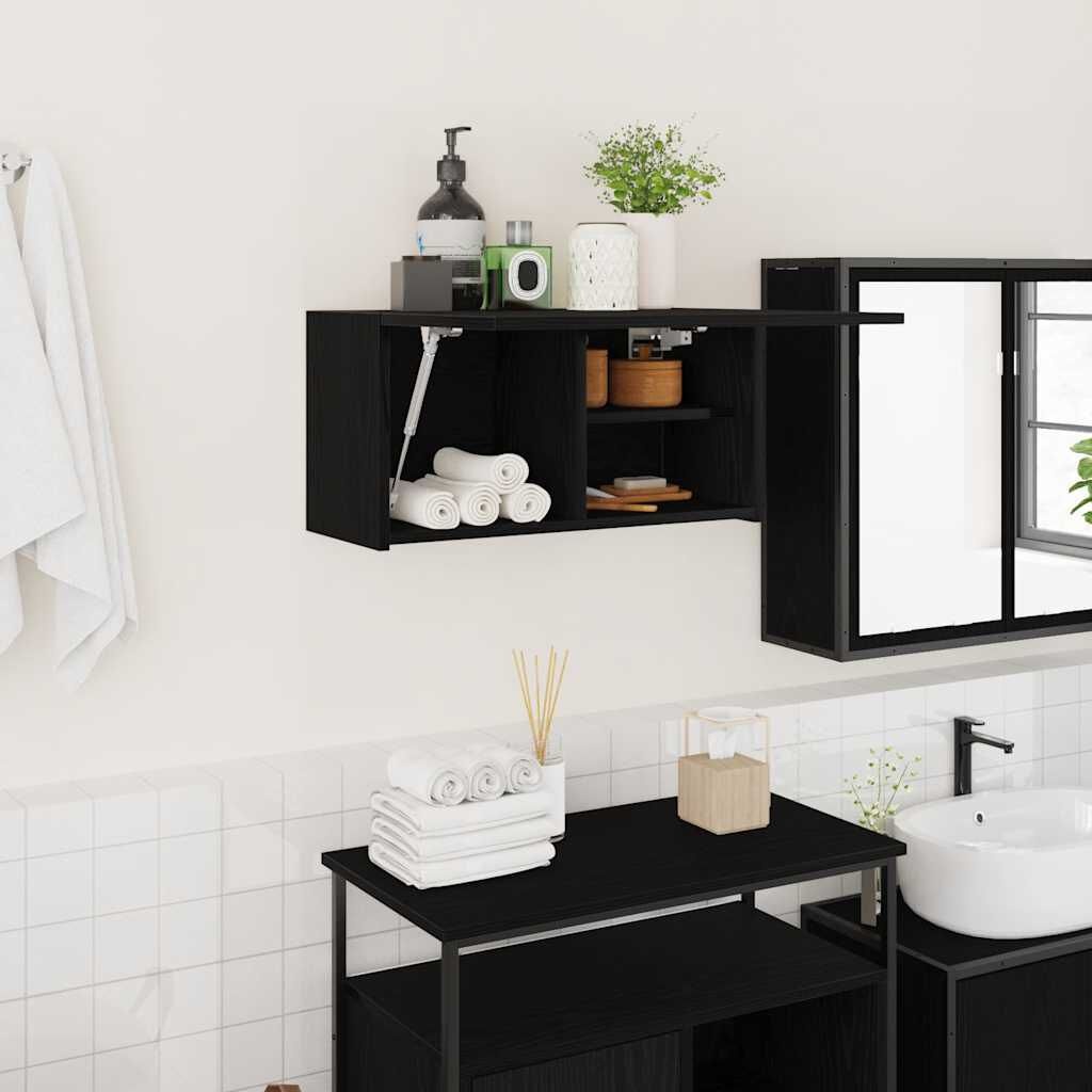 vidaXL Badkamerwandkast 60x25x30 cm bewerkt hout zwart
