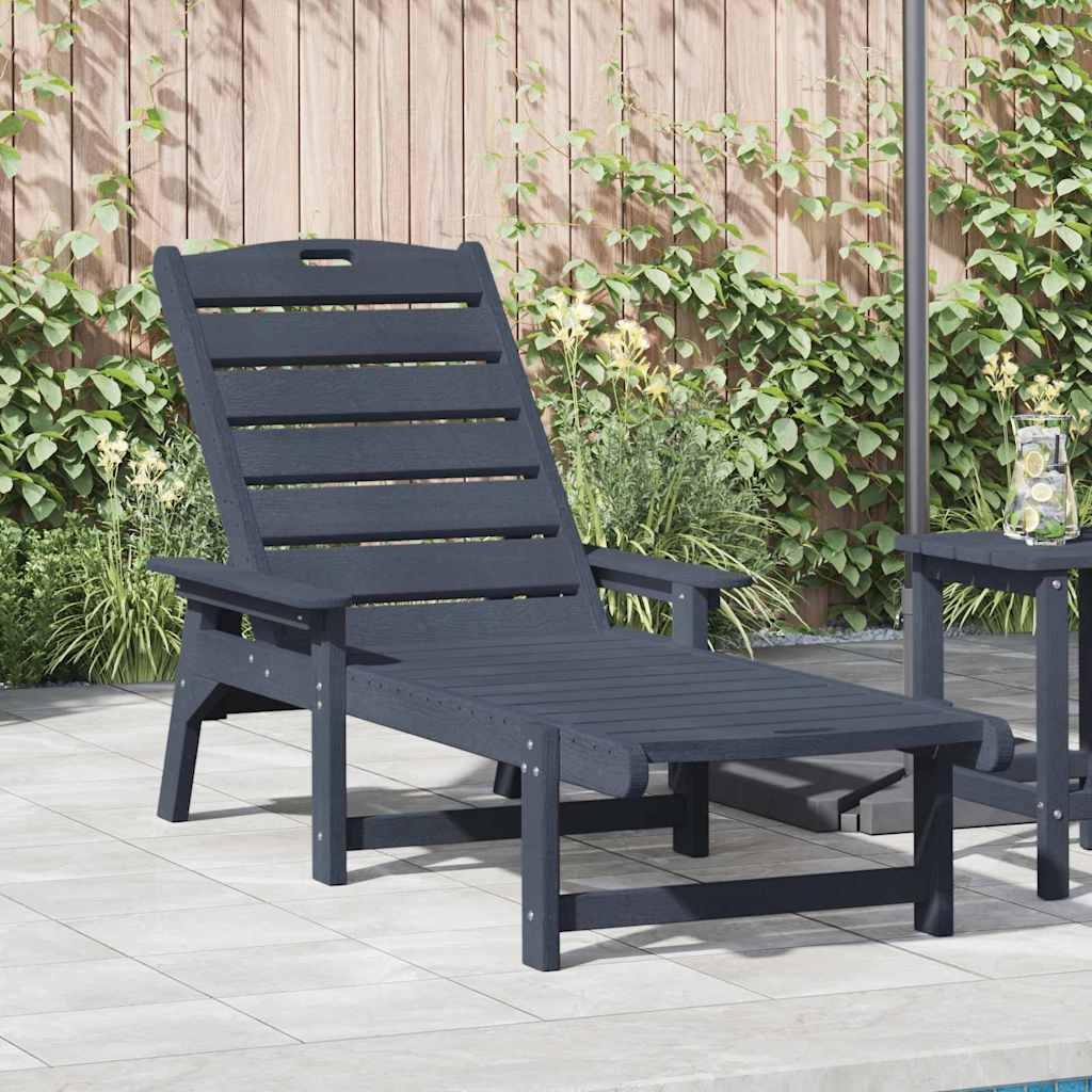 vidaXL Ligstoel Marineblauw HDPE