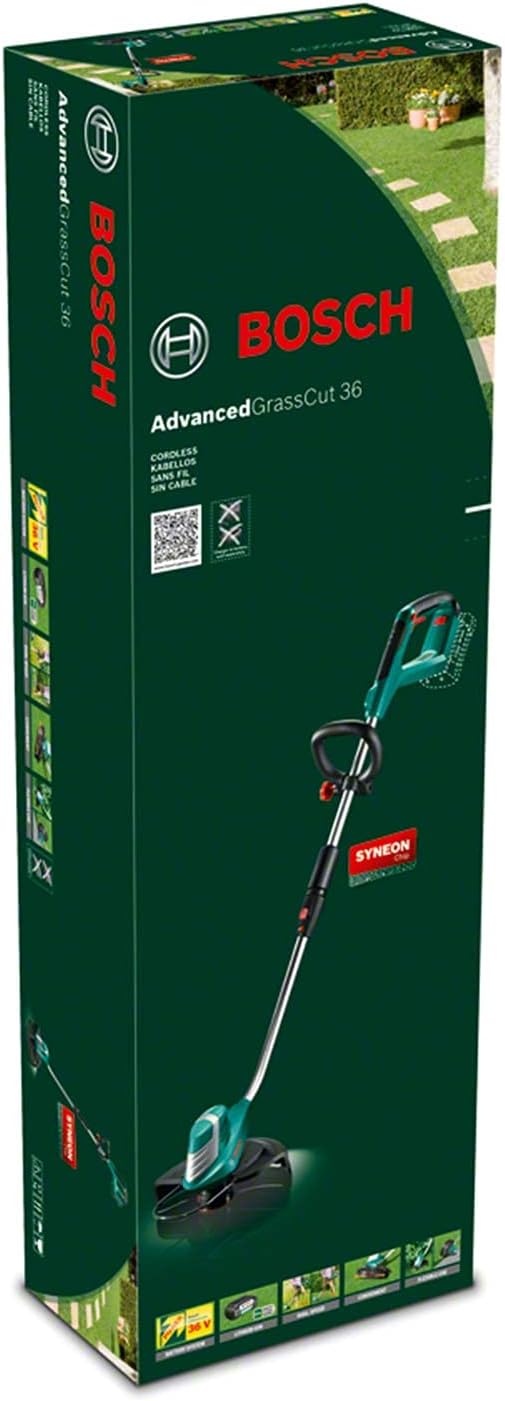 Bosch Home and Garden GrassCut 36 Accu-grastrimmer, oplader, draadspoel, karton, 36 V, 2,0 Ah, 30 cm maaicirkeldiameter zonder accu, Groen - Maat 36V | Zonder accu
