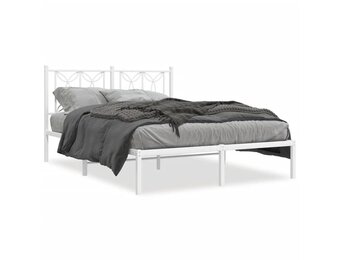 vidaXL Bedframe met hoofdbord metaal wit 140x190 cm