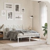 vidaXL Bedframe met hoofdbord metaal wit 140x190 cm