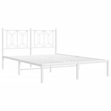 vidaXL Bedframe met hoofdbord metaal wit 140x190 cm