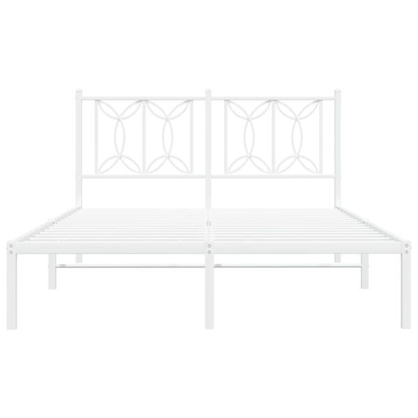 vidaXL Bedframe met hoofdbord metaal wit 140x190 cm