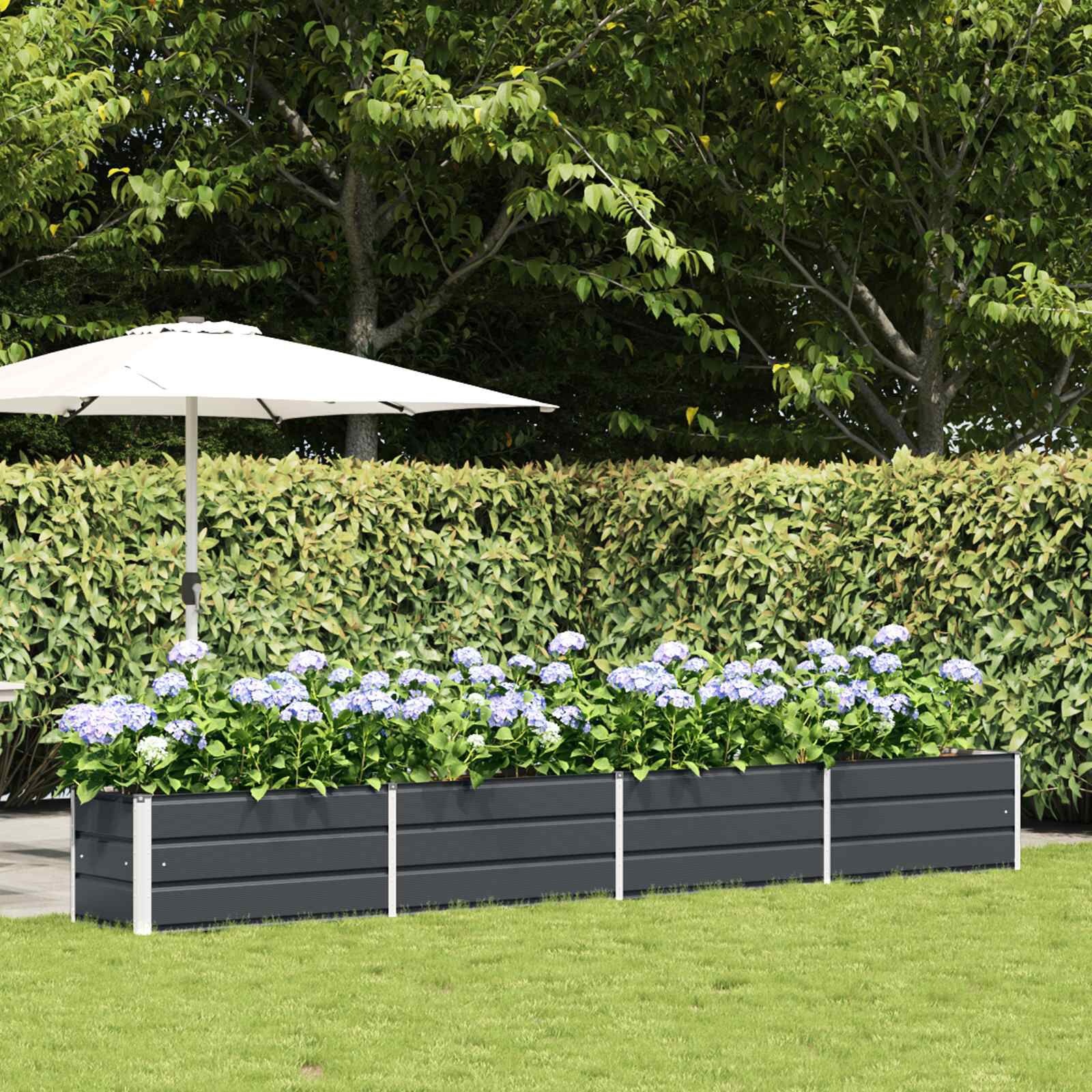 vidaXL Plantenbak Antraciet 385 x 50 x 45 cm Gegalvaniseerd staal