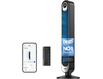 DREO 42 Inch Smart Tower Fan - Zwarte Torenventilator met WiFi en Afstandsbediening