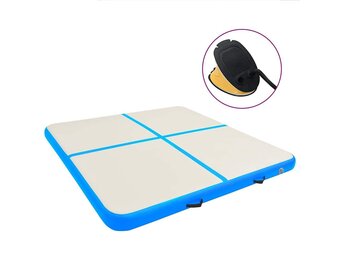 vidaXL Gymnastiekmat met pomp opblaasbaar 200x200x10 cm PVC blauw