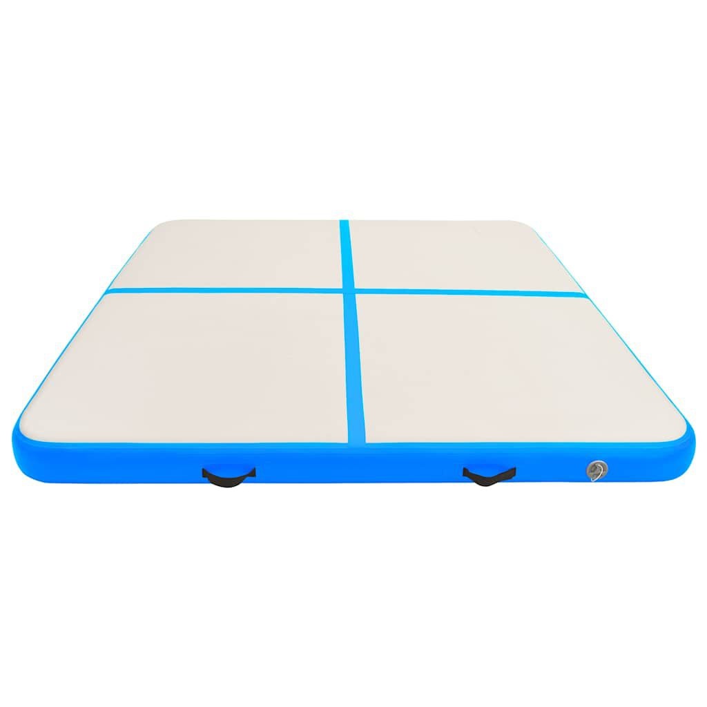 vidaXL Gymnastiekmat met pomp opblaasbaar 200x200x10 cm PVC blauw