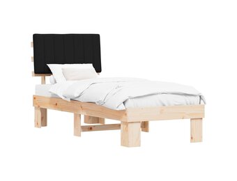 vidaXL Bedframe met Gevoerd Hoofdgedeelte Zwart 80 x 200 cm