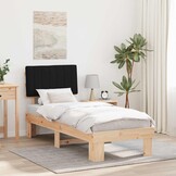vidaXL Bedframe met Gevoerd Hoofdgedeelte Zwart 80 x 200 cm
