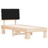 vidaXL Bedframe met Gevoerd Hoofdgedeelte Zwart 80 x 200 cm