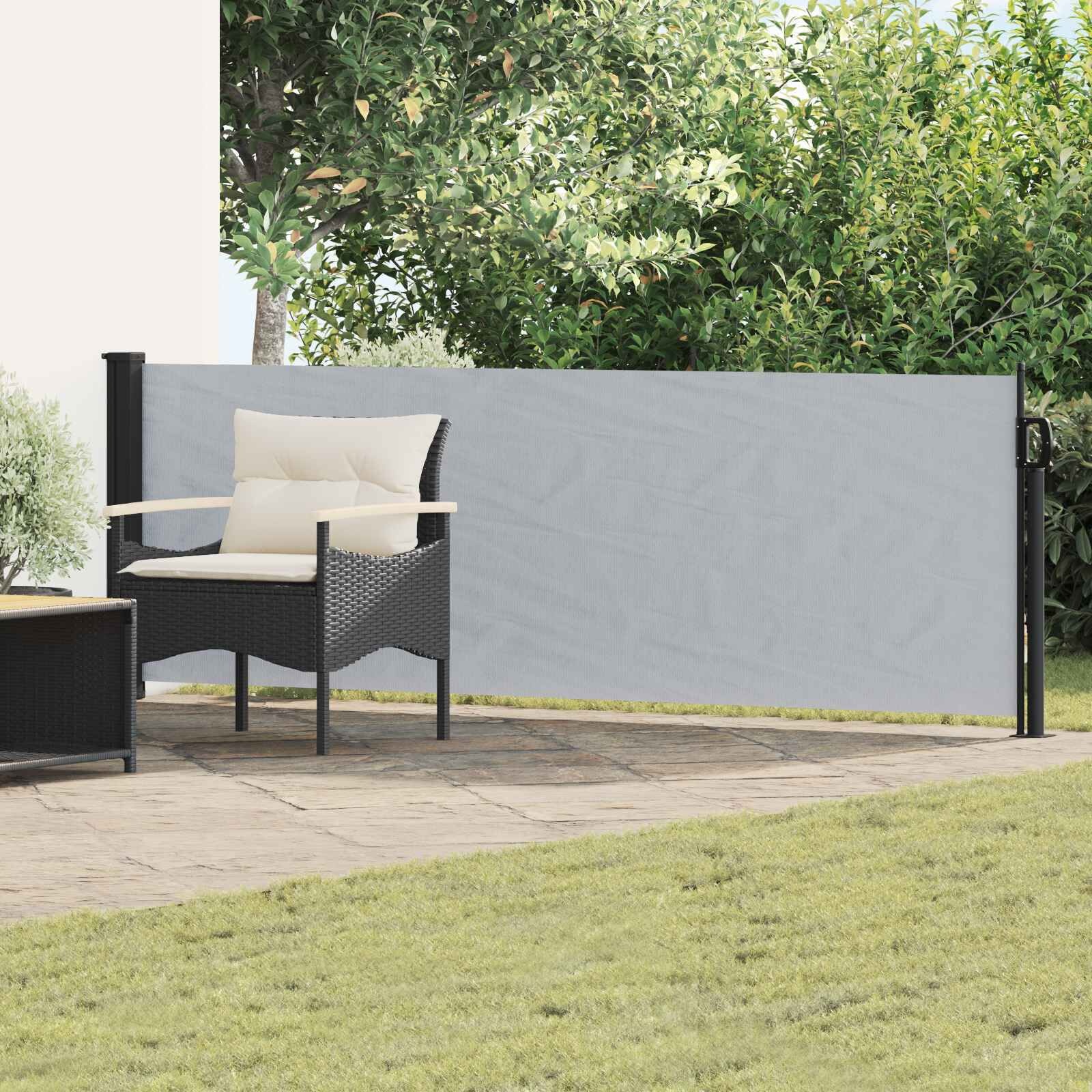 vidaXL Uittrekbaar Zijscherm 500 x 100 cm Polyester Rechthoekig Grijs