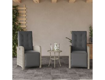 vidaXL Tuinstoelen 2 st verstelbaar voetensteun poly rattan lichtgrijs