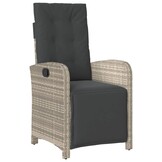 vidaXL Tuinstoelen 2 st verstelbaar voetensteun poly rattan lichtgrijs