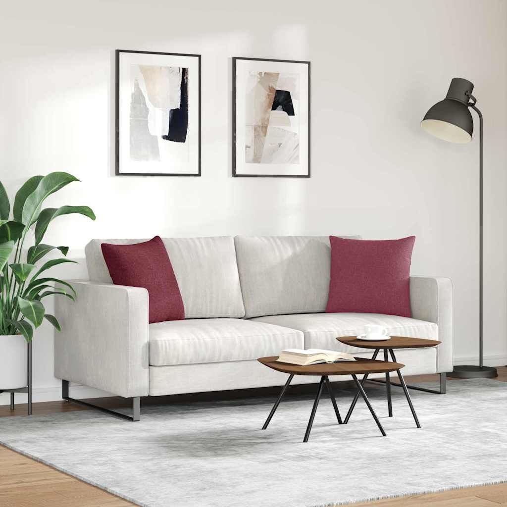 vidaXL Sofa Kussens 2 st Stof Wijnrood 45 x 45 cm