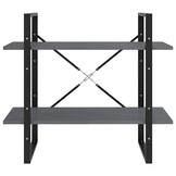 vidaXL Boekenkast met 2 schappen 80x30x70 cm massief grenenhout grijs