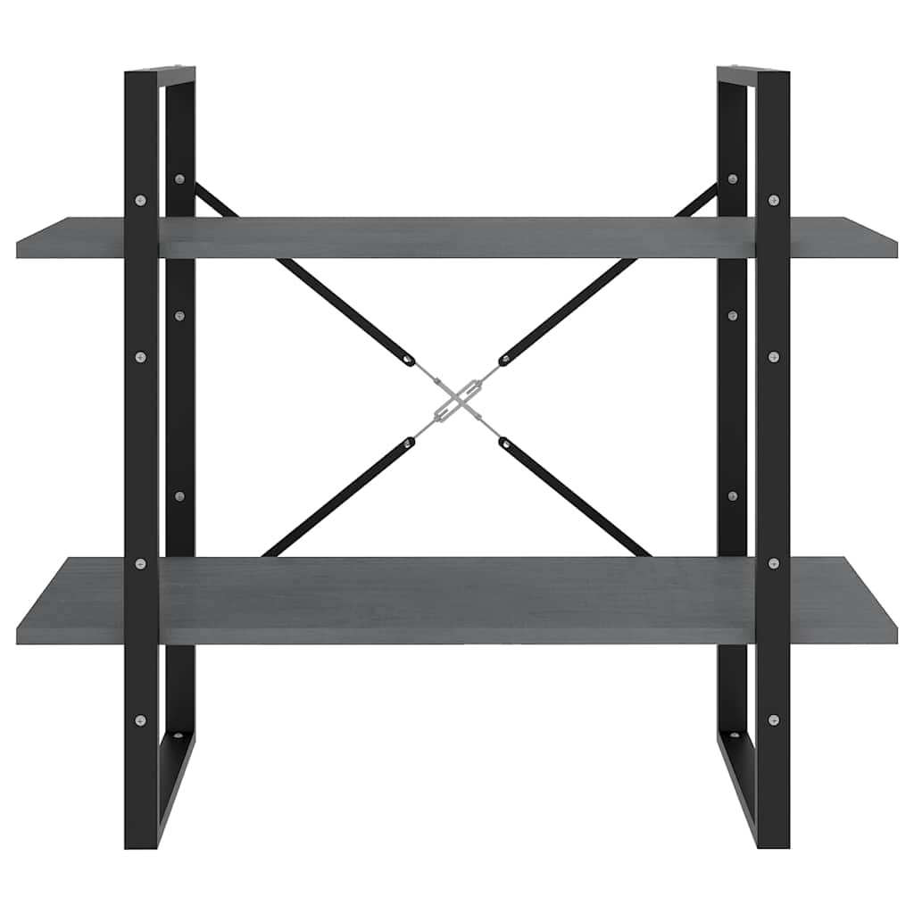 vidaXL Boekenkast met 2 schappen 80x30x70 cm massief grenenhout grijs