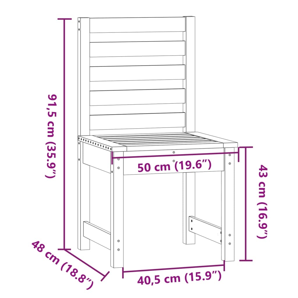 vidaXL Tuinstoelen 2 st 50x48x91,5 cm massief grenenhout