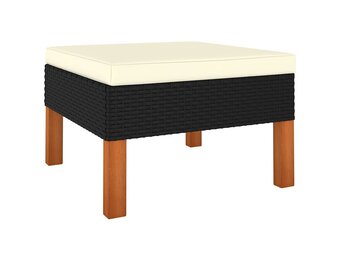 vidaXL Voetenbank poly rattan en massief eucalyptushout