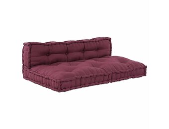 vidaXL Pallet Sofa Kussen 2 st Stof Bordeaux 120 x 80 x 38 cm