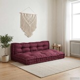 vidaXL Pallet Sofa Kussen 2 st Stof Bordeaux 120 x 80 x 38 cm